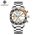 KUNHUANG 1011  2020 New quartz men's watch fashion solid steel band multi-function sports waterproof luminous watch man